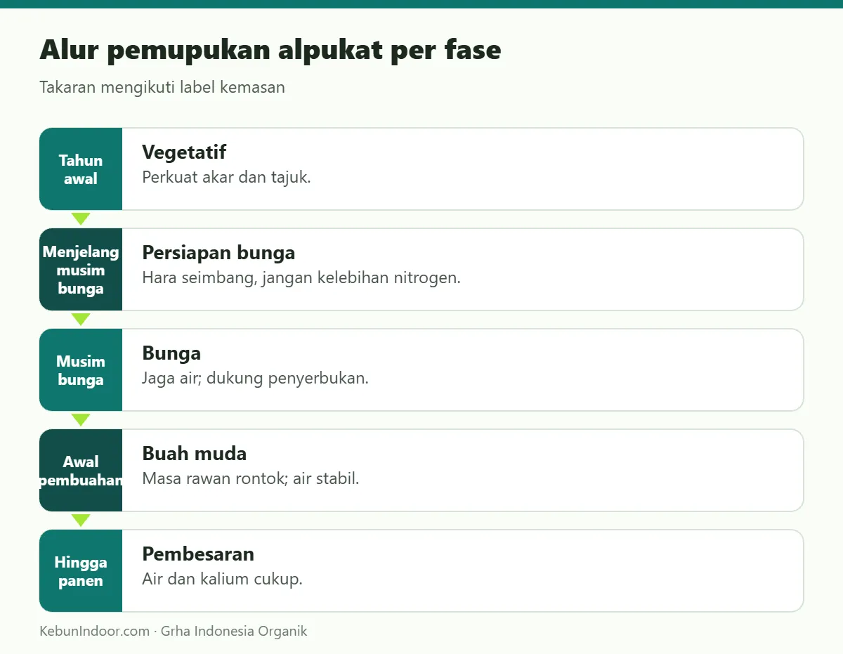 Alur pemupukan alpukat dengan POC Ben Subur untuk Alpukat