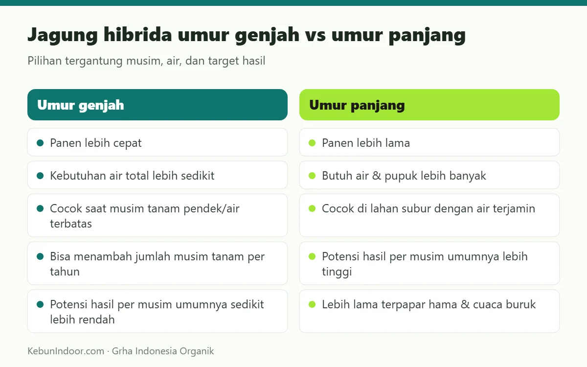 Jagung hibrida umur genjah vs umur panjang