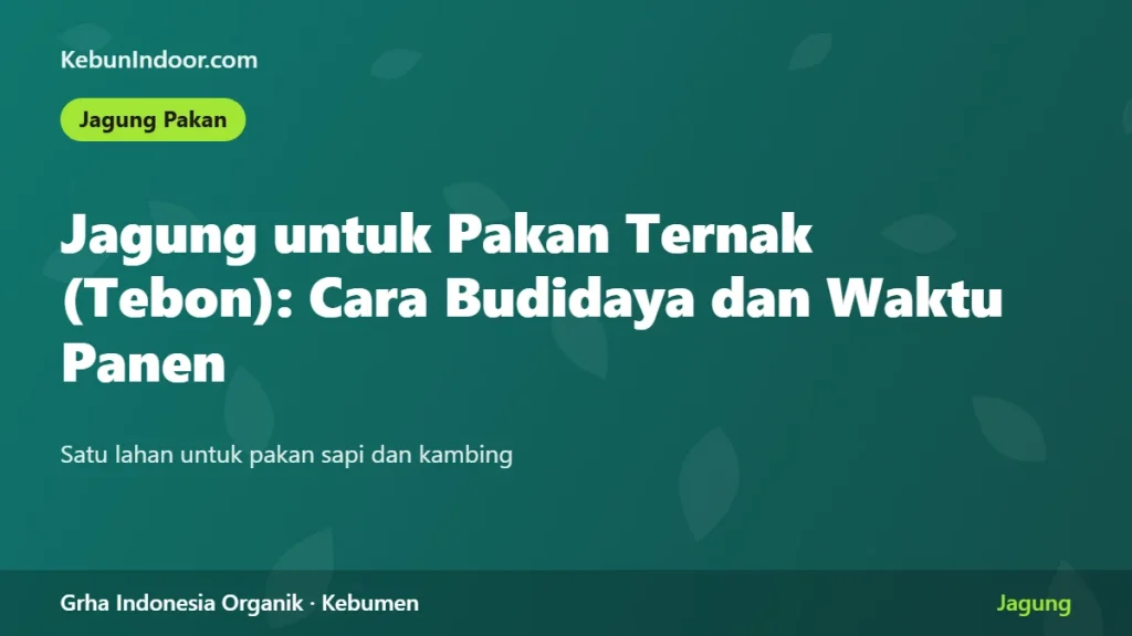 Jagung untuk Pakan Ternak (Tebon): Cara Budidaya dan Waktu Panen