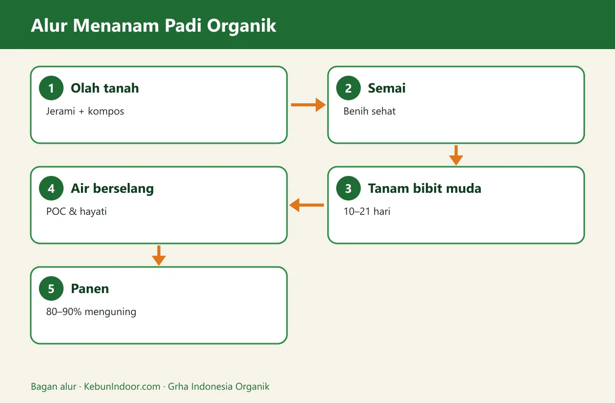 Bagan alur cara menanam padi organik