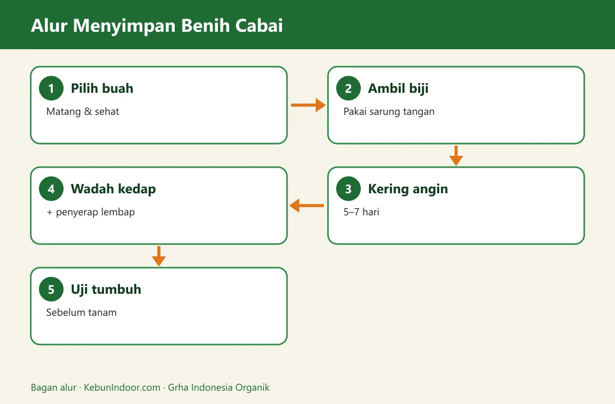 Bagan alur cara menyimpan benih cabai