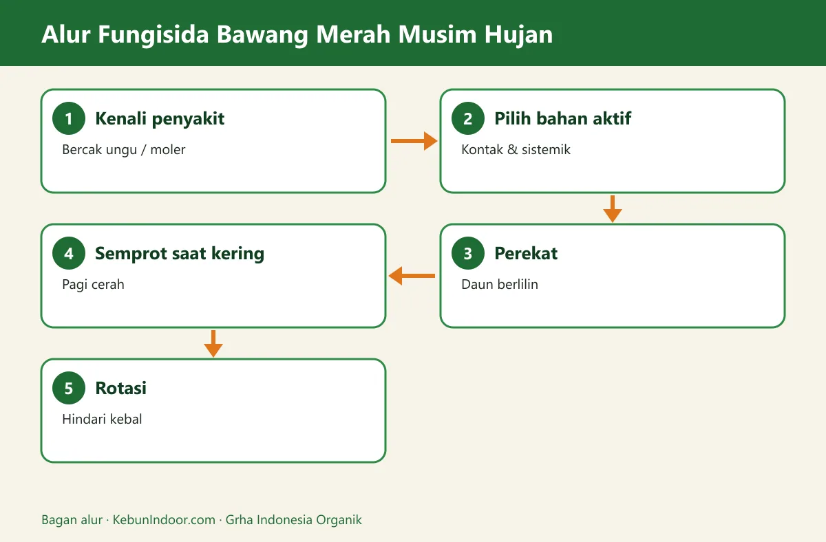 Bagan alur fungisida bawang merah musim hujan