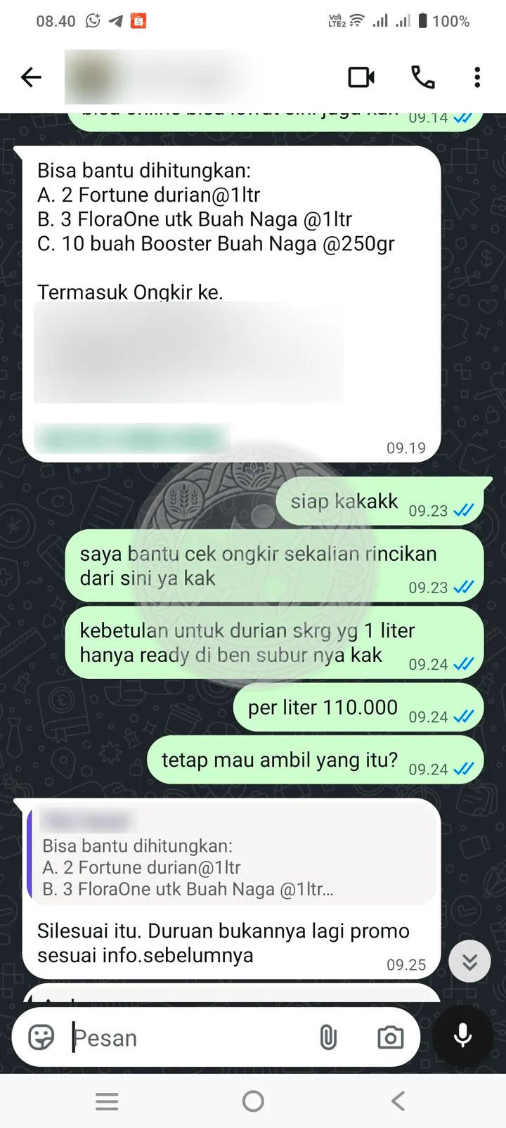 Testimoni Grha Indonesia Organik: konsultasi pelanggan seputar pupuk buah via whatsapp