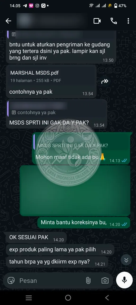Testimoni Grha Indonesia Organik: kiriman pupuk perusahaan ke gudang jakarta
