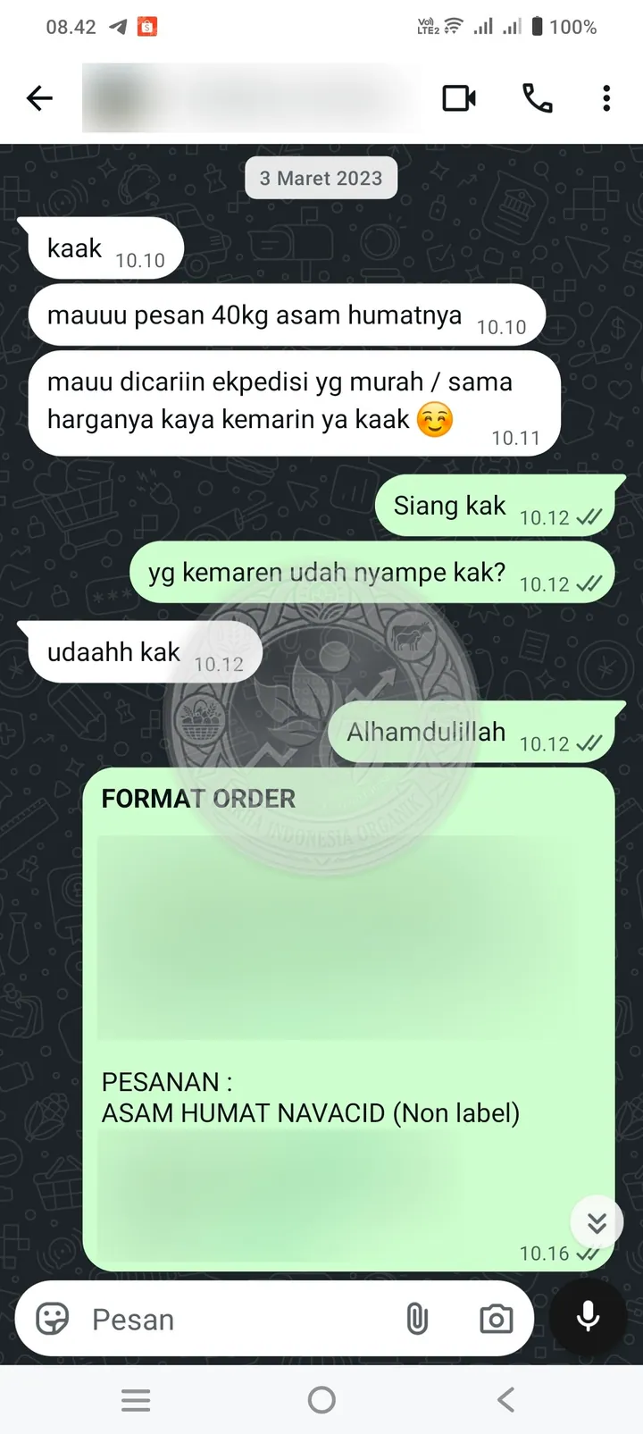 Testimoni Grha Indonesia Organik: kiriman asam humat ke ketapang, kalimantan barat