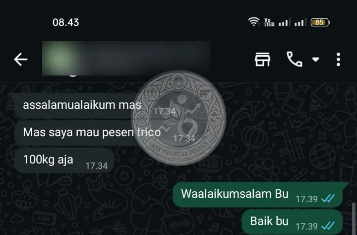 Testimoni Grha Indonesia Organik: order agen: trichoderma 100–150 kg